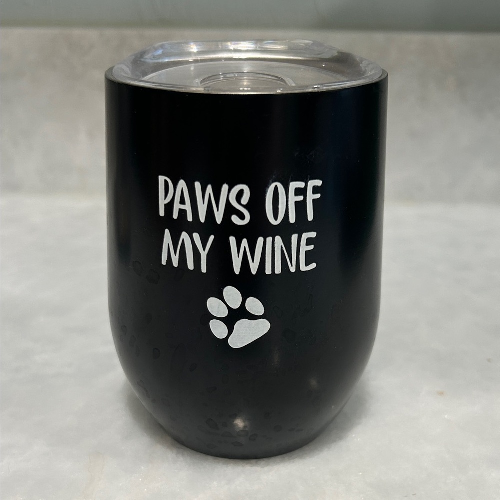 Paw Print Black Stainless Steel Wine Tumbler